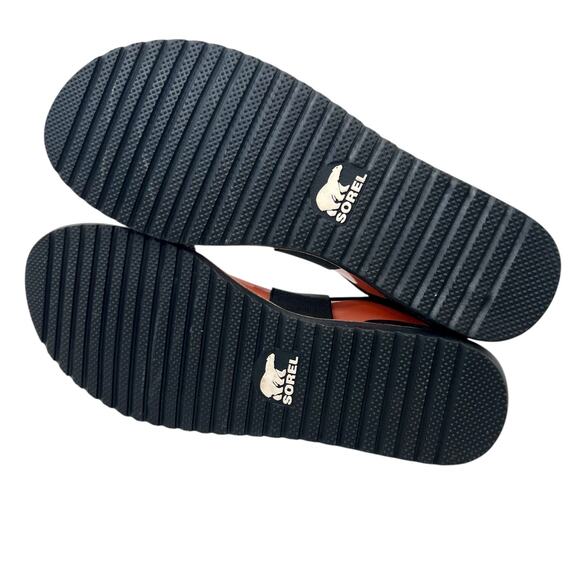 SOREL Ella Leather Flat Sandal Criss Cross Elastic Straps in Black Women's 8.5 - Picture 12 of 13